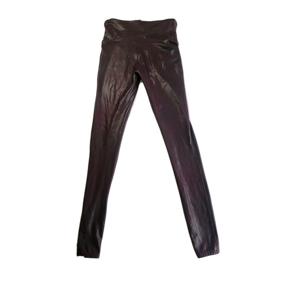 SPANX High Waisted Liquid Sparkle Leggings Size S Burgundy Sculpting Booty Boost - Picture 9 of 9